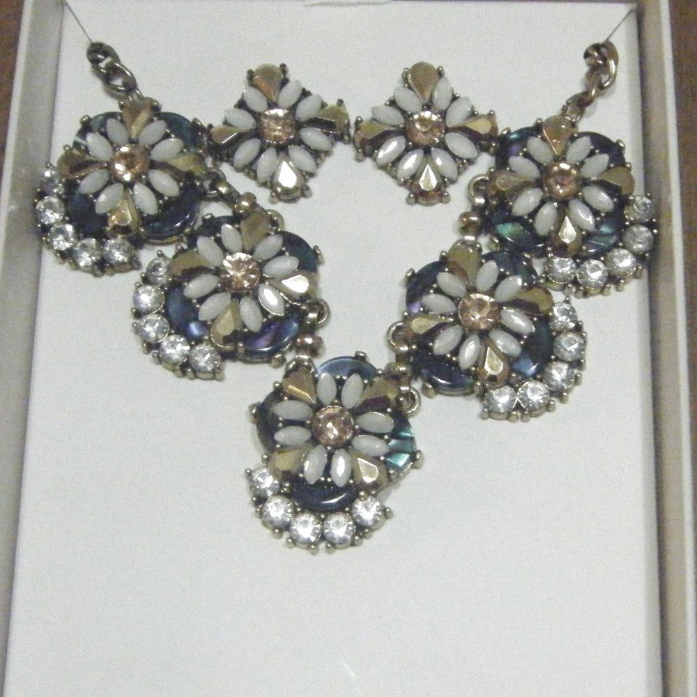 Blue MC Necklace Earring Set
